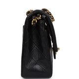 Chanel Vintage Small Classic Double Flap Black Lambskin Gold Hardware