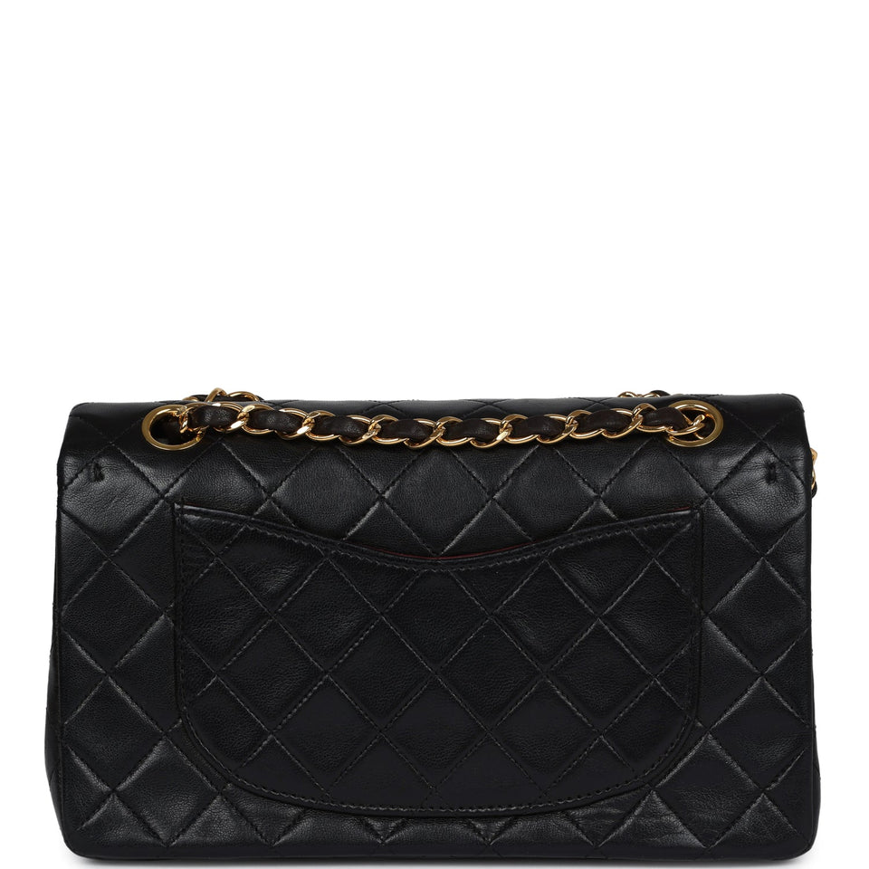 Chanel Vintage Small Classic Double Flap Black Lambskin Gold Hardware
