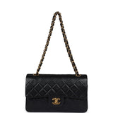 Chanel Vintage Small Classic Double Flap Black Lambskin Gold Hardware