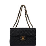 Chanel Vintage Jumbo Single Flap Bag Black Caviar Gold Hardware