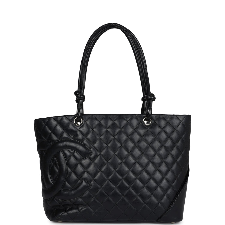 Chanel Vintage Large Cambon Ligne Tote Black Calfskin Silver Hardware