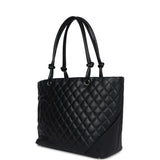 Chanel Vintage Large Cambon Ligne Tote Black Calfskin Silver Hardware