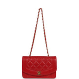 Chanel Vintage Small Diana Flap Bag Red Lambskin Gold Hardware