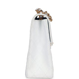 Chanel Vintage Jumbo Single Flap Bag White Caviar Gold Hardware