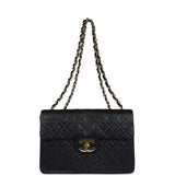 Chanel Vintage XL Jumbo Maxi Flap Bag Black Lambskin Gold Hardware