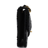 Chanel Vintage Small Flap Bag Black Sequin Gold Hardware