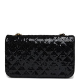 Chanel Vintage Small Flap Bag Black Sequin Gold Hardware