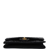 Chanel Vintage Small Flap Bag Black Sequin Gold Hardware