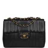 Chanel Vintage XL Jumbo Mademoiselle Vertical Flap Black Caviar Gold Hardware