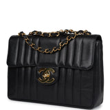 Chanel Vintage XL Jumbo Mademoiselle Vertical Flap Black Caviar Gold Hardware