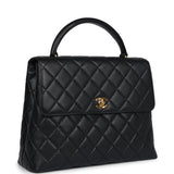 Chanel Vintage Kelly Flap Bag Black Caviar Gold Hardware