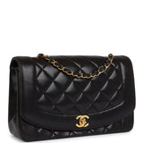 Chanel Vintage Medium Diana Flap Bag Black Lambskin Gold Hardware