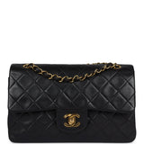 Chanel Vintage Small Classic Double Flap Black Lambskin Gold Hardware