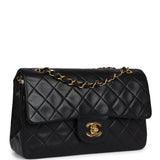 Chanel Vintage Small Classic Double Flap Black Lambskin Gold Hardware