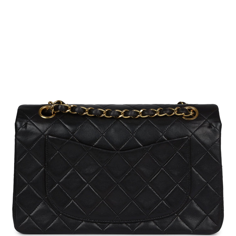 Chanel Vintage Small Classic Double Flap Black Lambskin Gold Hardware