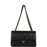 Chanel Vintage Small Classic Double Flap Black Lambskin Gold Hardware