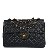 Chanel Vintage XL Jumbo Maxi Flap Bag Black Lambskin Gold Hardware