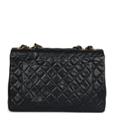 Chanel Vintage XL Jumbo Maxi Flap Bag Black Lambskin Gold Hardware