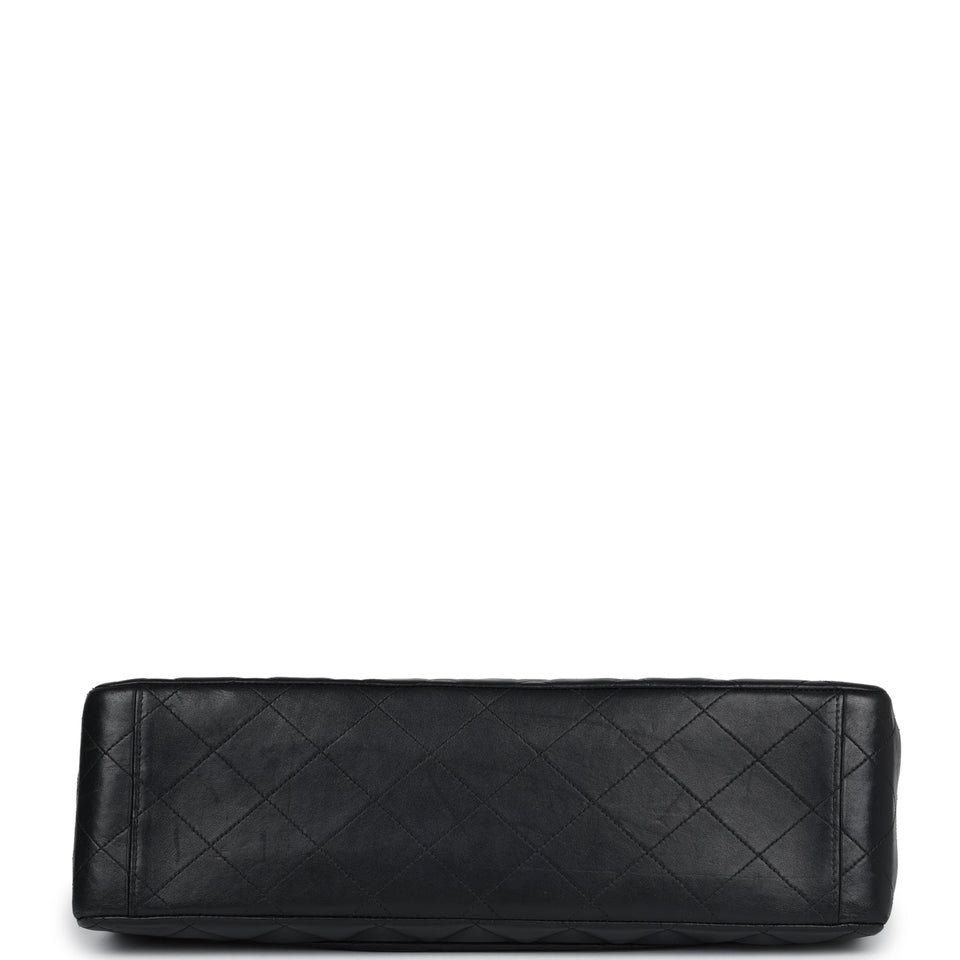 Chanel Vintage XL Jumbo Maxi Flap Bag Black Lambskin Gold Hardware