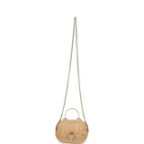 Chanel Vintage Small Heart Lock Basket Bag Natural Wicker Brushed Gold Hardware