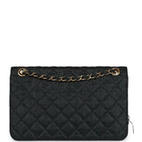 Chanel Vintage Quilted Fringe Single Flap Bag Black Raffia Gold Hardware