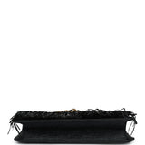 Chanel Vintage Quilted Fringe Single Flap Bag Black Raffia Gold Hardware
