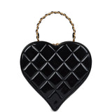 Chanel Vintage Heart Vanity Bag Black and White Patent Antique Gold Hardware