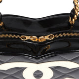 Chanel Vintage Heart Vanity Bag Black and White Patent Antique Gold Hardware