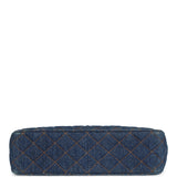 Chanel Vintage Jumbo Single Flap Bag Blue Denim Tortoiseshell Bakelite Hardware