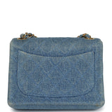 Chanel Vintage Mini Square Flap Bag Blue Denim Gold Hardware