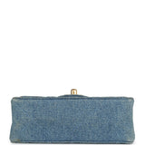 Chanel Vintage Mini Square Flap Bag Blue Denim Gold Hardware