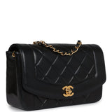 Chanel Vintage Small Diana Flap Bag Black Lambskin Gold Hardware