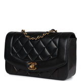 Chanel Vintage Small Diana Flap Bag Black Lambskin Gold Hardware