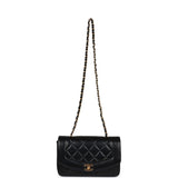 Chanel Vintage Small Diana Flap Bag Black Lambskin Gold Hardware