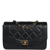 Chanel Vintage Small Diana Flap Bag Black Lambskin Gold Hardware