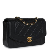 Chanel Vintage Small Diana Flap Bag Black Lambskin Gold Hardware