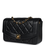 Chanel Vintage Small Diana Flap Bag Black Lambskin Gold Hardware