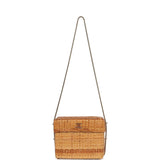 Chanel Vintage Small Picnic Basket Bag Natural Wicker Gold Hardware