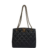 Chanel Vintage Medium CC Turnlock Tote Black Caviar Gold Hardware