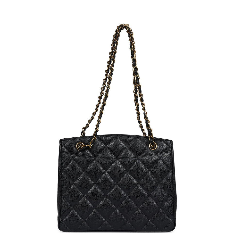 Chanel Vintage Medium CC Turnlock Tote Black Caviar Gold Hardware
