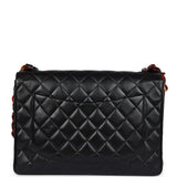 Chanel Vintage Jumbo Single Flap Bag Black Lambskin Tortoiseshell Hardware