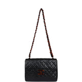 Chanel Vintage Jumbo Single Flap Bag Black Lambskin Tortoiseshell Hardware
