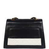 Chanel Vintage Trapezoid Flap Bag Navy and White Lambskin Gold Hardware