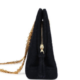 Chanel Vintage Shoulder Bag Navy Tweed Gold Hardware