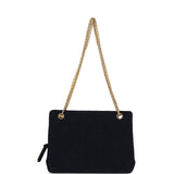 Chanel Vintage Shoulder Bag Navy Tweed Gold Hardware