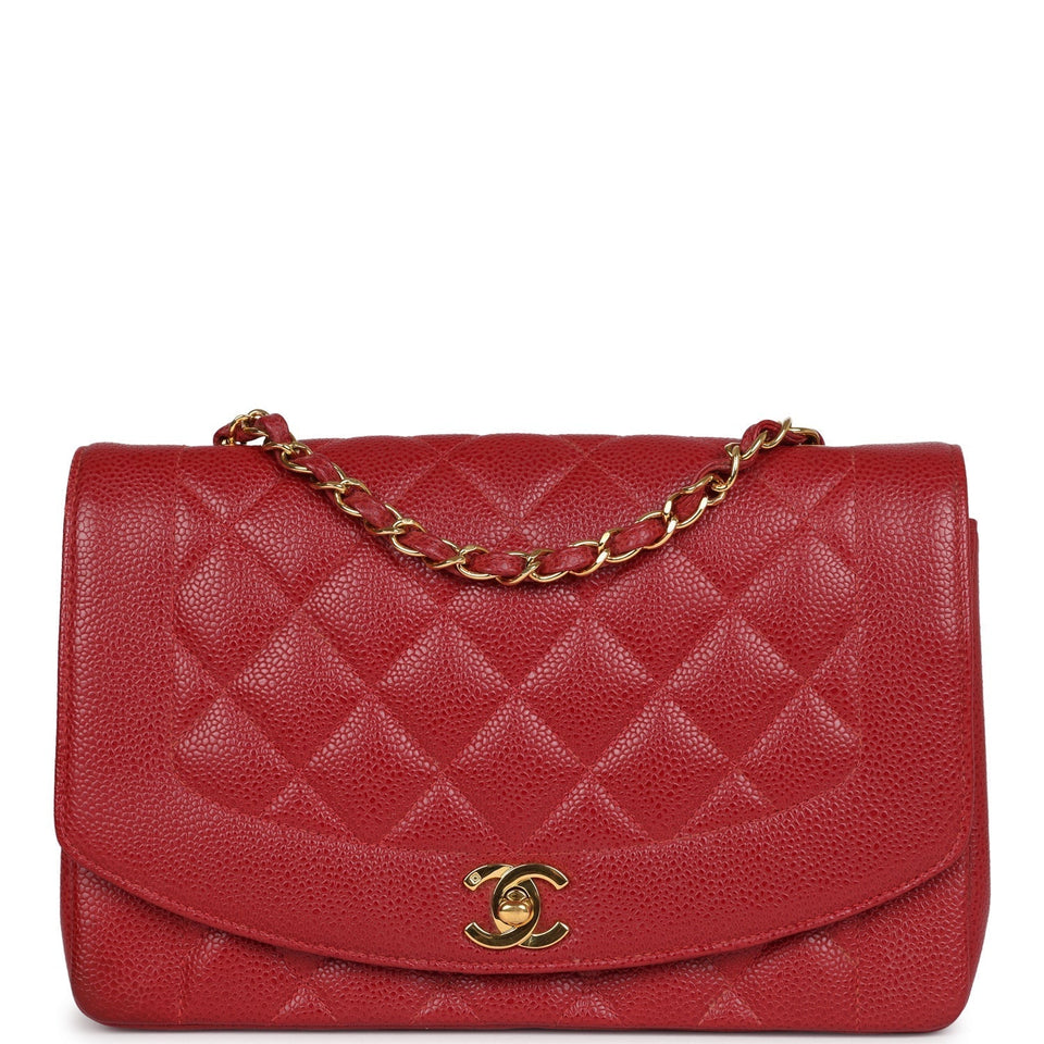 Chanel Vintage Medium Diana Flap Bag Red Caviar Gold Hardware