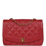 Chanel Vintage Medium Diana Flap Bag Red Caviar Gold Hardware
