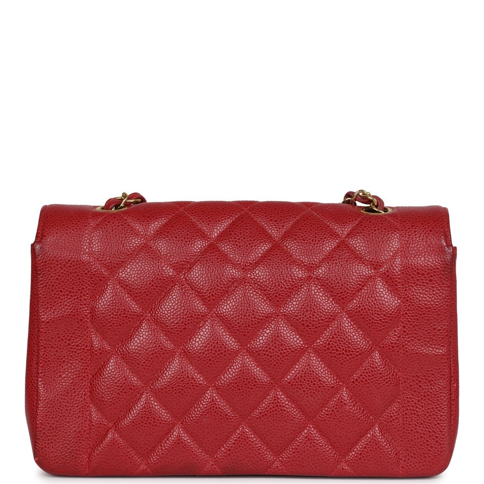 Chanel Vintage Medium Diana Flap Bag Red Caviar Gold Hardware