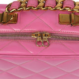 Chanel Vintage Lunchbox Vanity Bag Pink Patent Gold Hardware