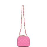 Chanel Vintage Lunchbox Vanity Bag Pink Patent Gold Hardware